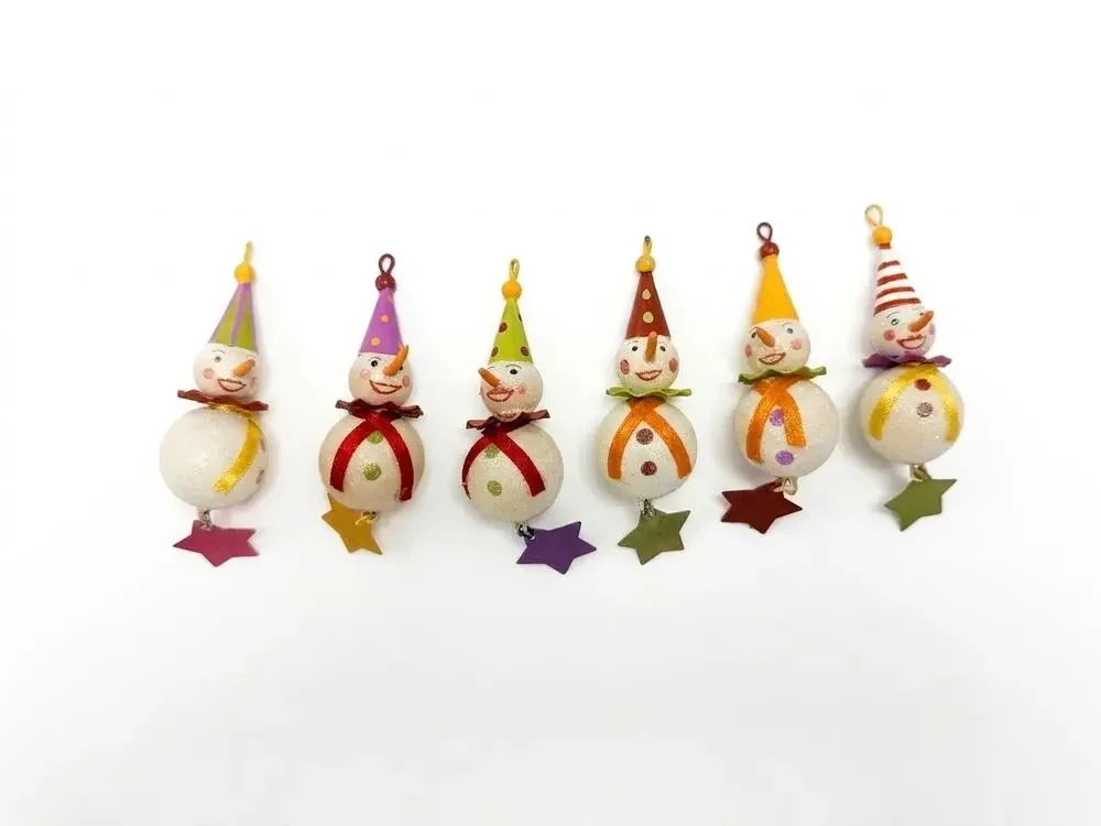 Dept 56 Patience Brewster Krinkles Snowman Ornaments Set of 6 Vintage Christmas